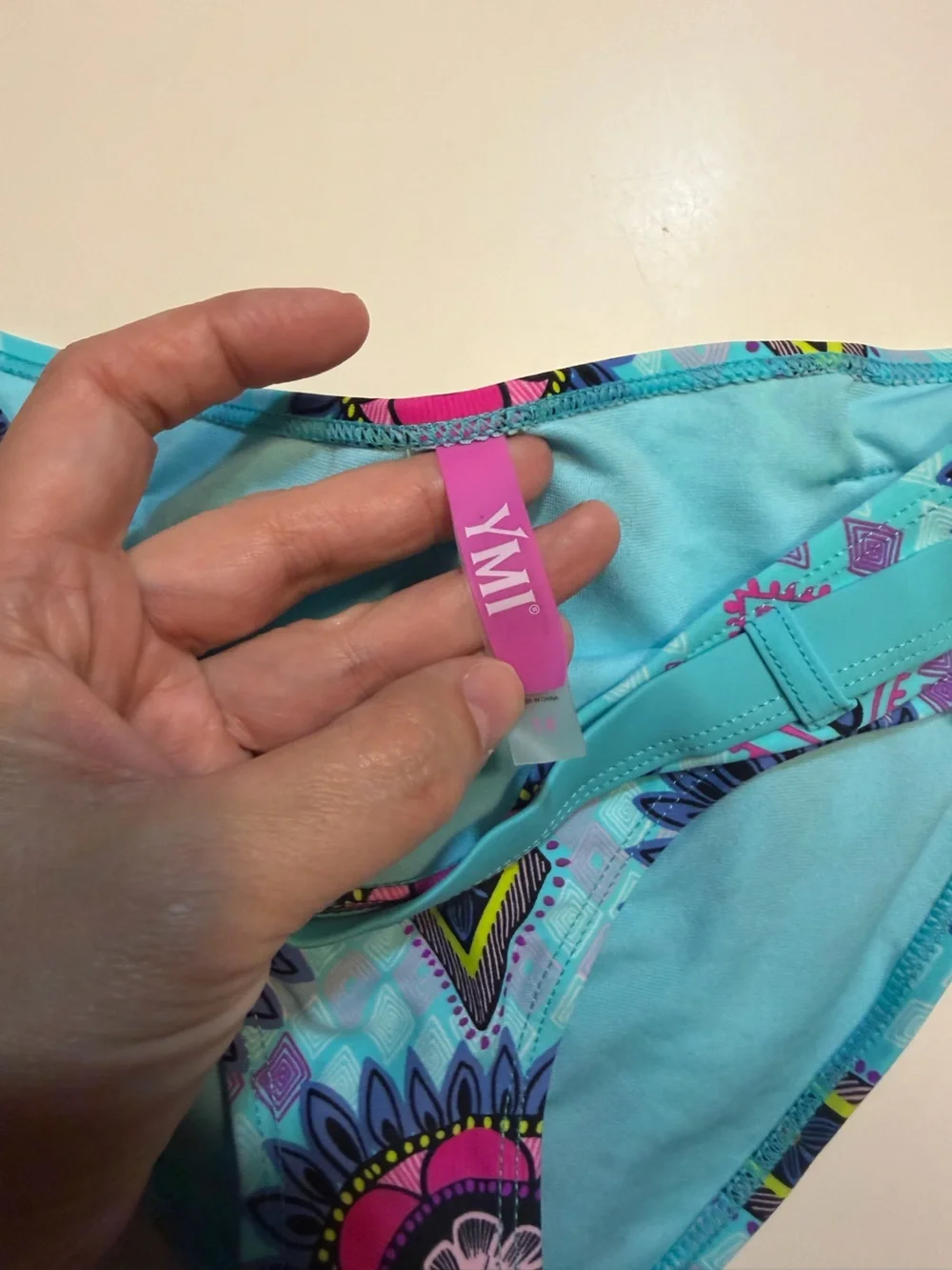 YMI girls 14 halter-style tankini bikini top with matching side-tie bottoms NWT